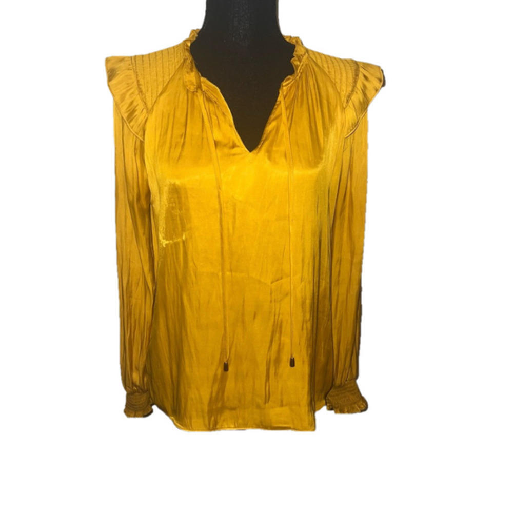 Yellow Gold Mustard - Size Small - Smocking Ruffle - Joie